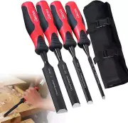 4 Piece Wood Chisel Set, Comfortable Handle Wood Carving Chisels for