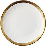 Gilt Edging Porcelain Plate Minimalist Style Western Food Salad Dish Steak Plate Household Round White Black Kitchen Tableware (Color : 007)