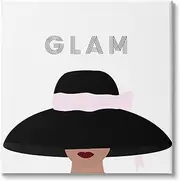 Stupell Industries Glam Text Fashionista Female Black Pink Hat, Designed by Ashley Singleton Canvas Wall Art, 24 x 24