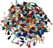 SEWACC 100pcs Mixed Cotton Thread Tassels Metal Clip for Keychain Backpack Jewelry and Bracelet Accessories for Craft Projects