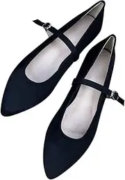 [Stunner] Women's Mary Jane Flats Fashion Pointed Toe Ballet Flats Comfort Buckle Strap Walk Flats