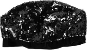 [OATIPHO] Fashionable Beret Hat Women Vintage French Beret Sequin Artist Hat for Women Black