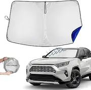 Windshield Sun Shade for to-yo-ta RAV4 2023 2022 2021 2020 2019 Sun Visor Protector Car Sun Shade Keep Vehicle Cool RAV4 Sun Shade(Silver/Blue)