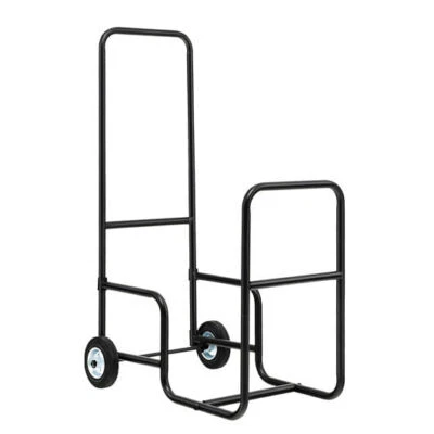Firewood Log Cart Carrier with Anti-Slip and Wear-Resistant Wheels - Color: Blac
