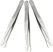COHEALI 3Pcs Stainless Steel Flat Head Tweezers for Eyelash Application and Coin Tweezers for Fake Lashes and Stamp Collecting Durable Beauty Tools