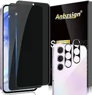 [Anbzsign] [2+2 Pack for Samsung Galaxy A55 5G Privacy Tempered Glass Screen Protector and Camera Lens Protector, Anti-Spy 9H Hardness Case Friendly Film.