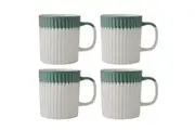 4PK Mikasa 410ml Textured Coffee Mug Cup Stoneware Drinkware w Handle Green