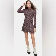 TopShop Women's Floral Open Back Side Tie Wrap Mini Dress in Multi, Size US 2