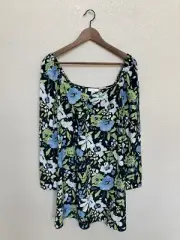 NWT Top Shop Floral Mini Tea Dress size 8 sweetheart long sleeve garden boho