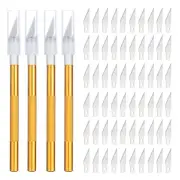 4Pcs Exacto Knife Precision with 70 Spare Exacto Knife Blades Golden Tone