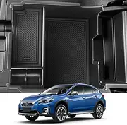 Heran Center Console Organizer Tray Compatible with Subaru Impreza 2017-2022 and Subaru Crosstrek 2018-2022 Interior Accessories,ABS Material Insert Armrest Storage Box,Black Rubber Trim