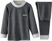 [iiniim] Toddler Girls Boys Fleece Lined Thermal Underwear Shirt and Pants Warm Set for Winter Base Layer Thermals Set