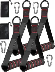 Exercise Handles Kit for Resistance Bands, 4 Cable Machine Handles with 4 Hoo...