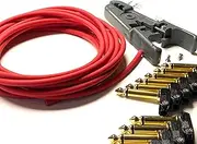 Kurrent Electric Solderless DIY Custom Guitar Pedal Cable Kit 6 Pack with Right Angle Low Profile Connectors for Pedalboard (Red Cable Kit)