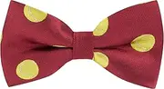 [King & Priory] Tennis Ball Burgundy Red Herringbone Embroidered Bow Tie