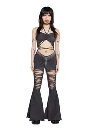 [DARKER WAVS] Reverb V-Cut Slashed Bell Bottom Jumpsuit