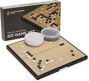Magnetic Go Game Set with Single Convex Plastic Stones and Go Board 14.7 x 14.6 Inches