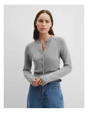 [Country Road] Crew Neck Cardigan in Light Grey Marle