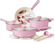 CAROTE Ceramic Pots and Pans, Nonstick Cookware Set Kitchen Cooking Sets, 14pcs Induction Pot and Pan Non Stick
