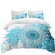 Fading Light Blue Mandala Quilt Cover