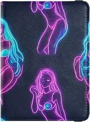 [Amooorous] Colorful Fluorescent Neon Mature Female Leather decorative Passport Holder Covers Case Vaccine Case Protector Cover Badge ID Vaccine Card Holder Wallet Ultra Slim, Colorful fluorescent neon mature