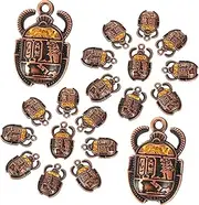 [VILLFUL] 20pcs Scarab Pendant Vintage Beetle Charm Pendant Jewelry Making Supplies Egyptian Beetle Symbol Vintage Egyptian Charms Scarab Loose Beads Metal Cup with Lid Alloy Material Mosaic