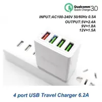 在飛比找ETMall東森購物網優惠-【超值二入組】4孔USB旅行插座 QC3.0 充電器