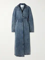 [Alaïa] Alaïa - Spiral Asymmetric Denim Coat - Blue - FR 42 FR 42 Blue