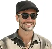 [HLLMAN] Cabbie Hats for Men Summer,Cotton Beret Newsboy Hat Ivy Gatsby Adjustable Flat Cap Beret for Driving