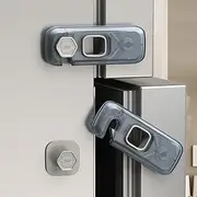 5 Pack Child Proof Refrigerator Lock, QYESWHSR Fridge Locks for Kids with Sticky Adhesive Pads, Child Safety Locks for Doors, RV Refrigerator, Oven Lock Child Safety Baby Cabinet Locks - Clear Updated