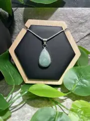 Handmade 18" Necklace & 1.5” Amazonite Gemstone Pendant 925 Silver Plated B2006