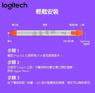 【UH 3C】羅技 LOGITECH Crayon-iPad 多功能數位筆 APPLE配件 000038