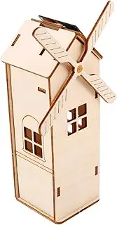 Luxshiny DIY Solar Windmill Kit Wooden Assemble Toy Boys and Kit Unfinished Solar Power Toy