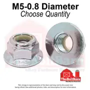 M5-0.8 Class 8 Nylon Insert Hex Flange Lock Nuts Zinc Yellow Thread (Pick Qty)