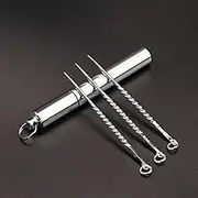 S990 Pure Silver Toothpick Portable Aluminum Alloy Toothpick Container Creative Mini Suit Fruit Toothpick Box (3 Toothpick + Toothpick Cylinder)