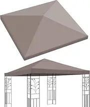 [BenefitUSA] 10'X10' Replacement Top Gazebo Canopy Cover Patio Pavilion Sunshade Plyester Single Tier (Taupe)