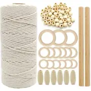 Macrame Kit Nature Cotton Macrame Cord Macrame Rope Kit Macrame Wooden Beads Kit