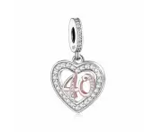 S925 Silver & Rose Gold 40th Birthday Open Heart Charm by YOUnique DesignsPandora Compatible
