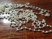 Mother of pearls rosary connecting beaded 925 sterling silver Chain for jewelry