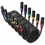 6 Pack XLR Cables, XLR Male to Female Microphone Cable, 3-Pin Balanced XLR Speaker Cable for Mic Mixer, Speaker Podcast As Shown
