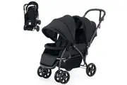 Giantex Foldable Double Seat Baby Pram Toddler Stroller w/Backrest Footrest