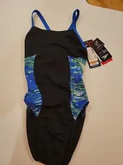NWT $84 Speedo Racing Swimsuit One Piece Endurance+ Cross Back 24