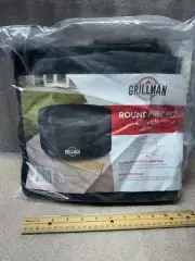 Grillman Round Fire Pit Cover - 16in deep x 32in dia - Heavy Duty w/ Hem Cord