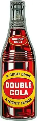 DOUBLE COLA SODA POP DRINK BOTTLE 19" HEAVY DUTY USA MADE METAL CLEAN ADV SIGN