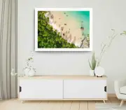 Sand Seashore Print,Palm Trees Wall Art,Sea Aerial Framed Beach Wall Art,Coastal