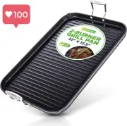 Nonstick Stove Top Grill Griddle Pan 20" x 13" Hard-Anodized PTFE/PFOA/PFOS-Free
