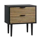 NNEED 2PCS Bedside Table 2 Drawers Black&Wooden