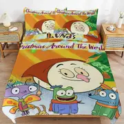 v2763 Bed Sheets Bedding Let's Go Luna Cartoon Bedding Sets Ultra Soft Skin-Friendly Duvet Cover 3 Piece, Cute Comforter Cover Bed Set for Boys Girls