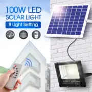 100W LED Solar Light Street Flood Sensor Remote Outdoor Garden Security Lamp