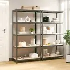 5-Tier Storage Shelf x2 Steel Wood Warehouse Garage Rack Industrial Shelving